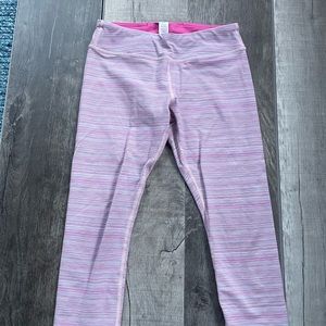 Inivva pink light blue and purple pinstripe Capri leggings, size 12 girls